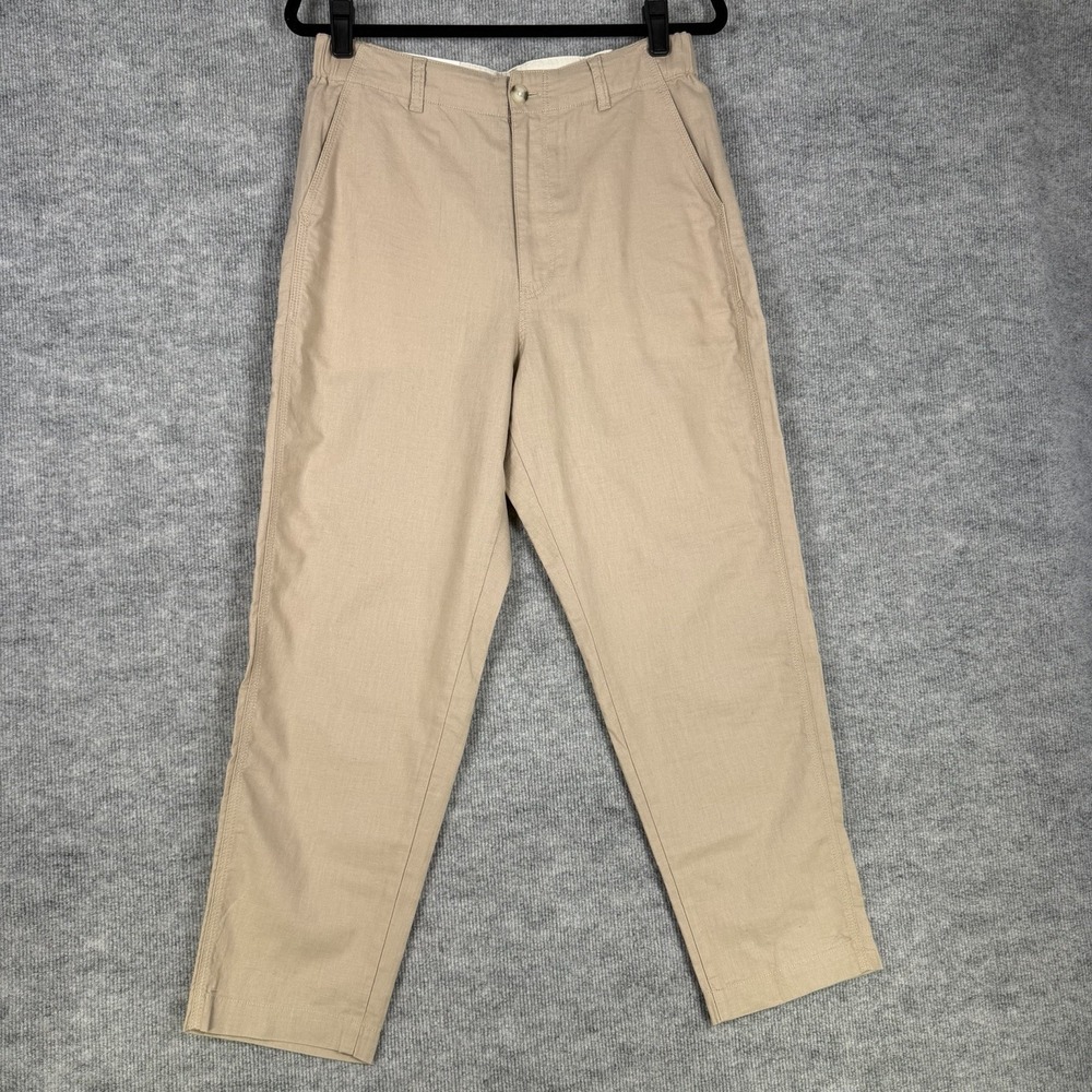 Uniqlo Size-M Womens Tapered Trousers Pants Linen Cotton Slash Pocket
